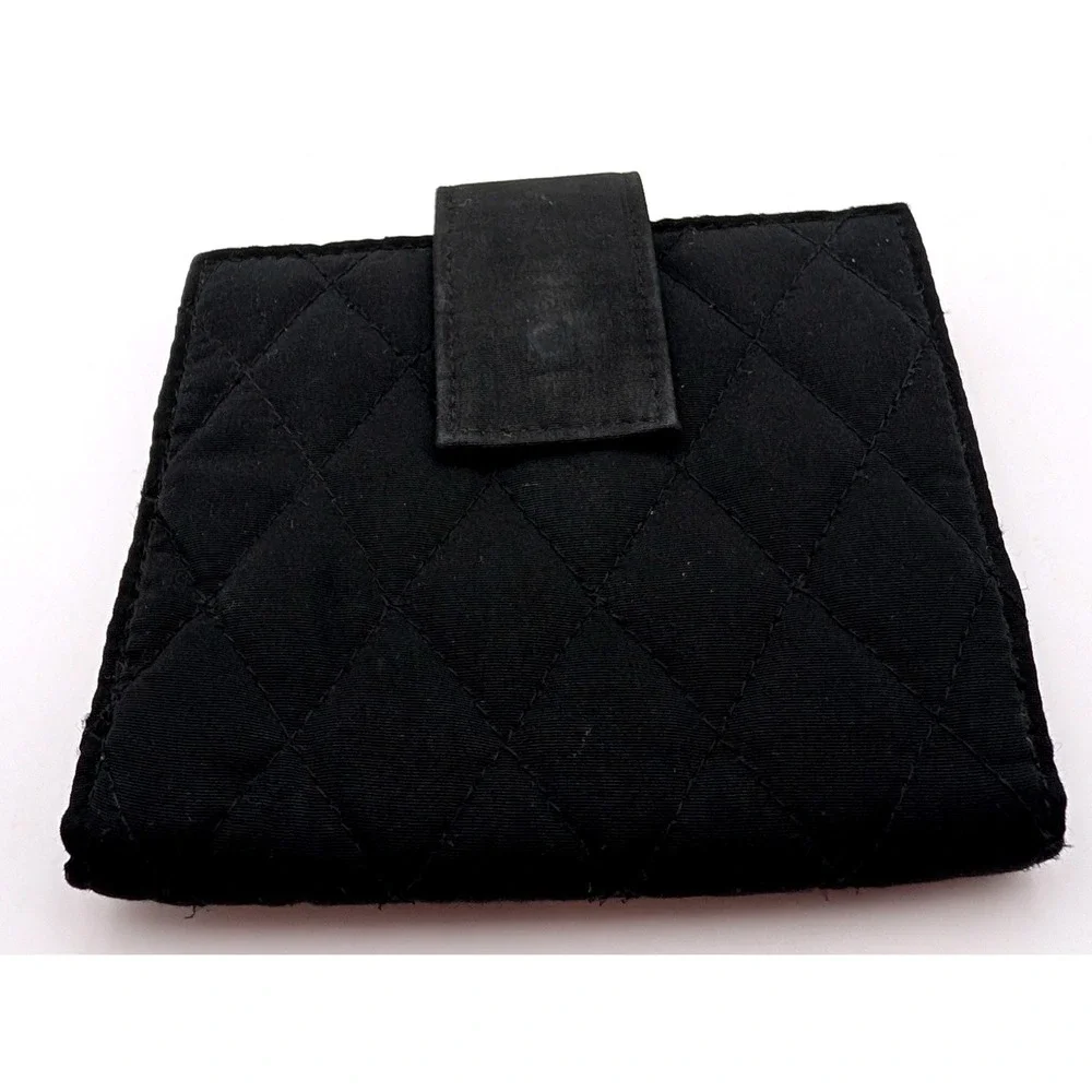 Vera Bradley Black Quilted Microfiber Bifold Wallet with ID Window & Coin Pocket